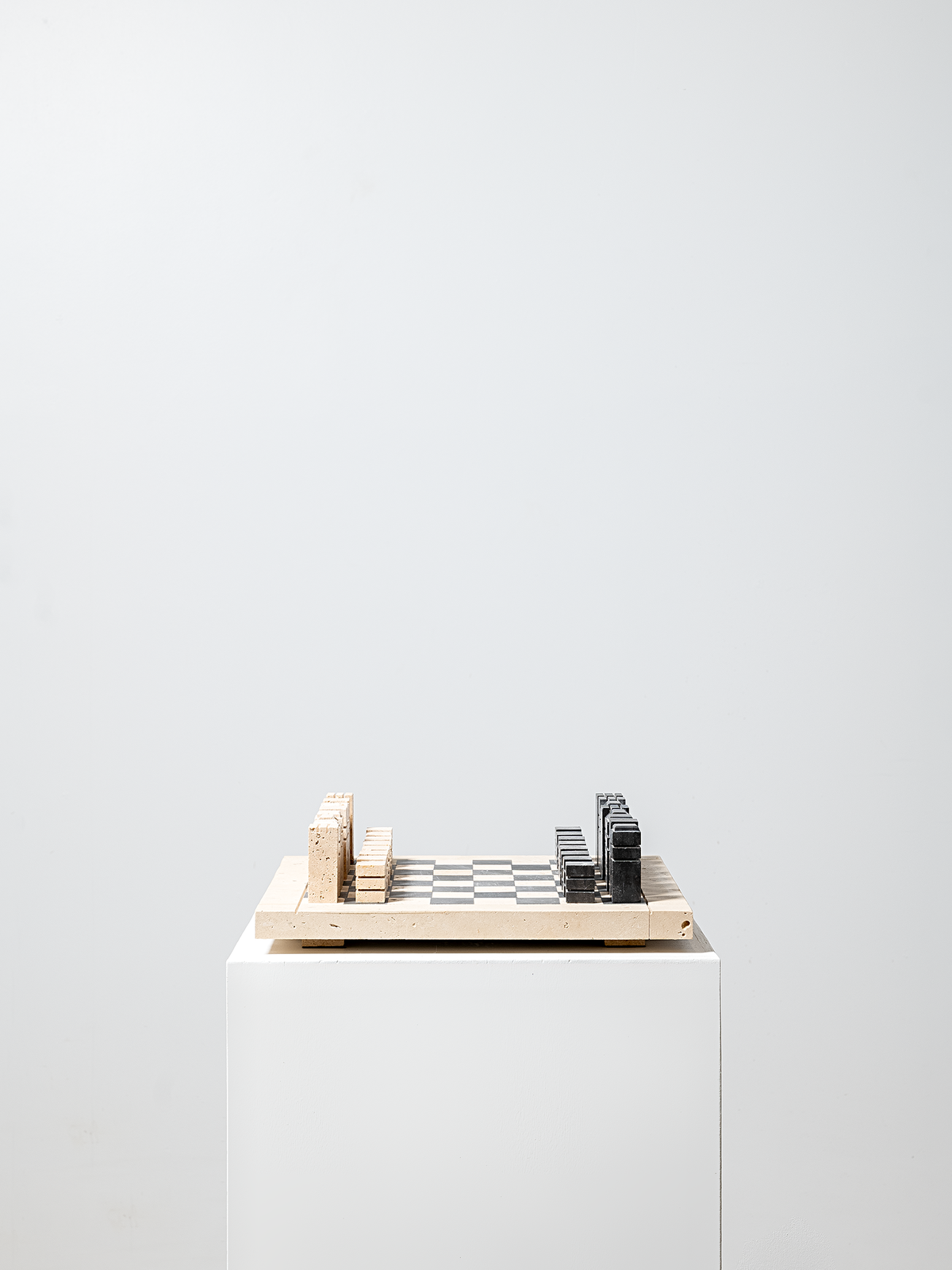 Travertine Chess Set - Coal