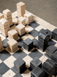 Travertine Chess Set - Coal