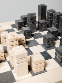 Travertine Chess Set - Coal