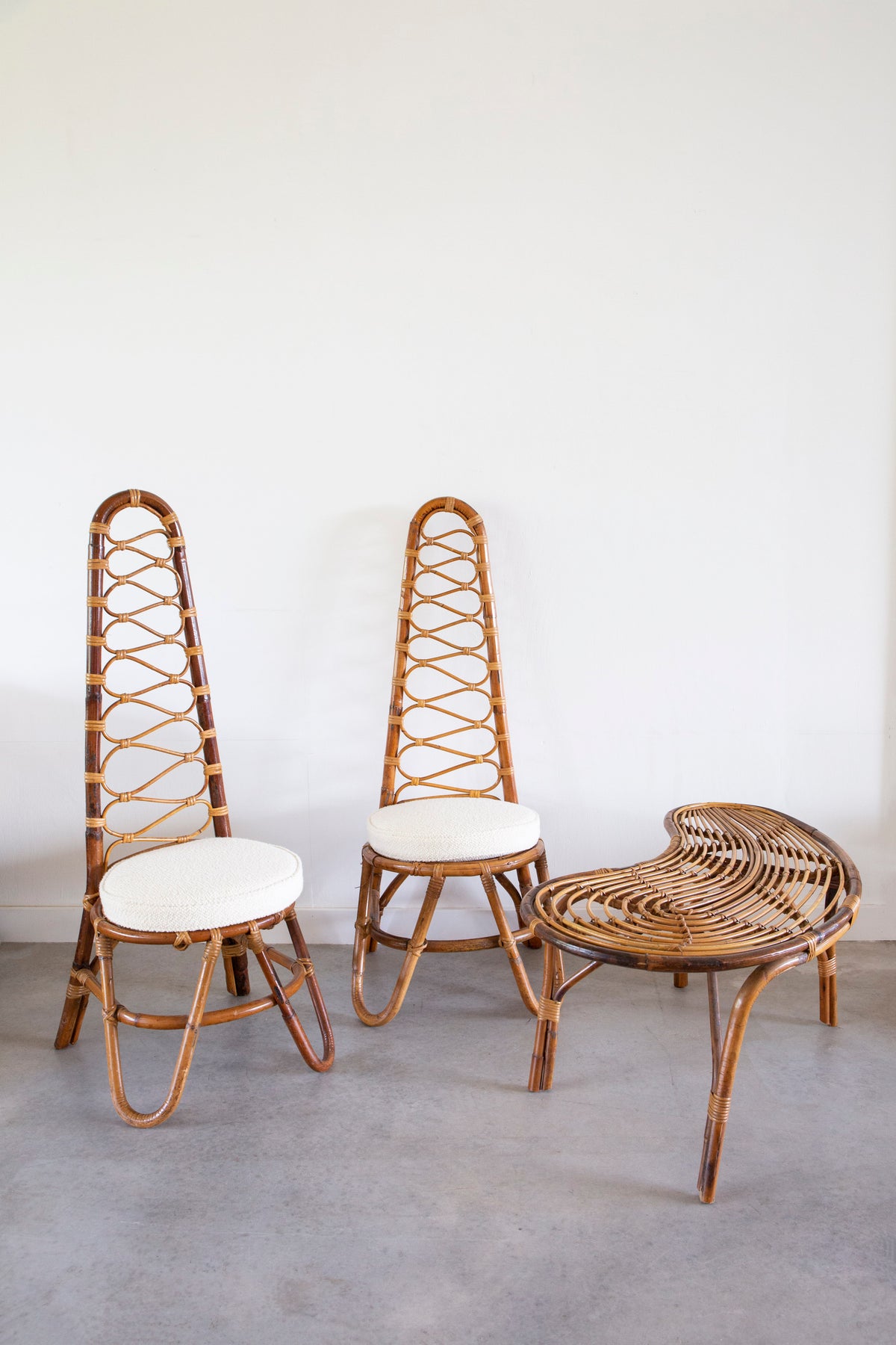 1950s Bonacina Cane Chairs & Table
