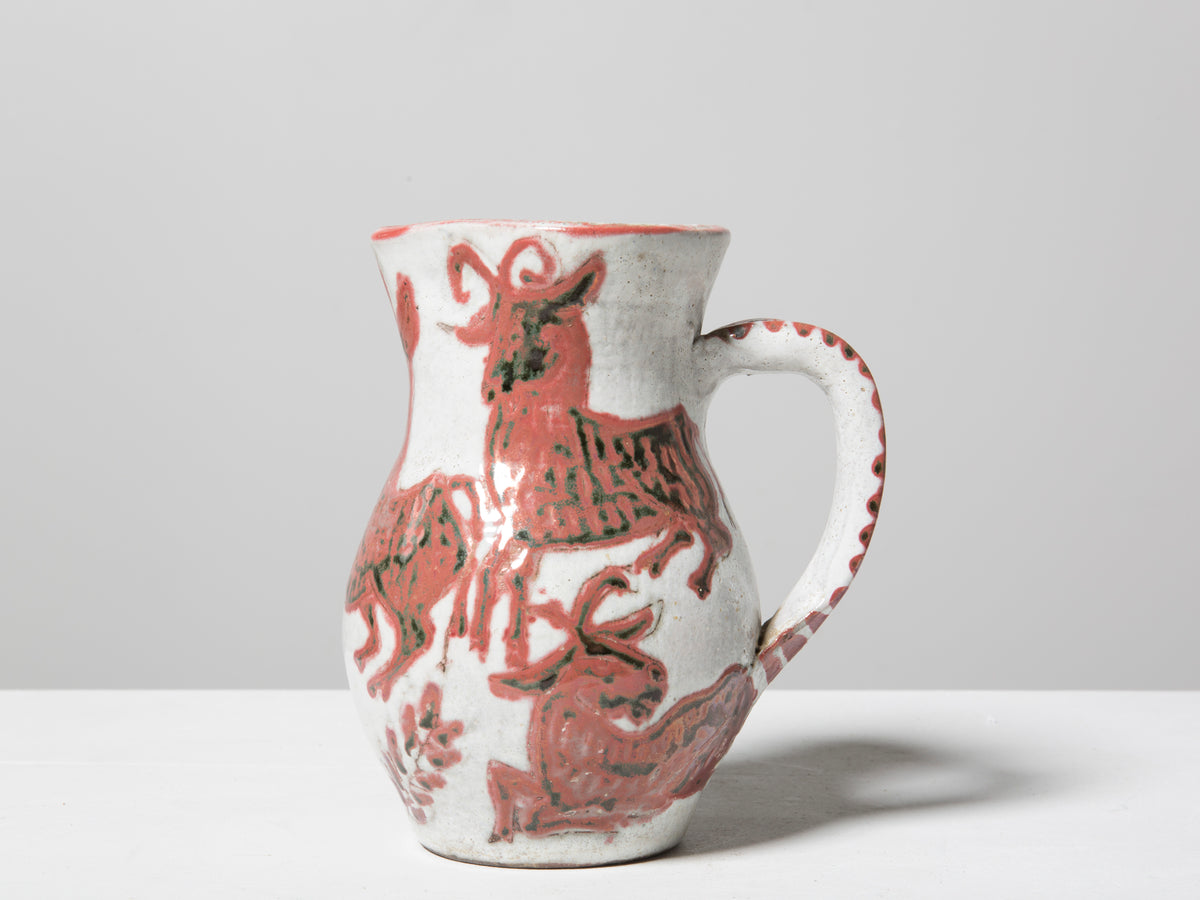 George Gouzy Ceramic Bull Jug, Red