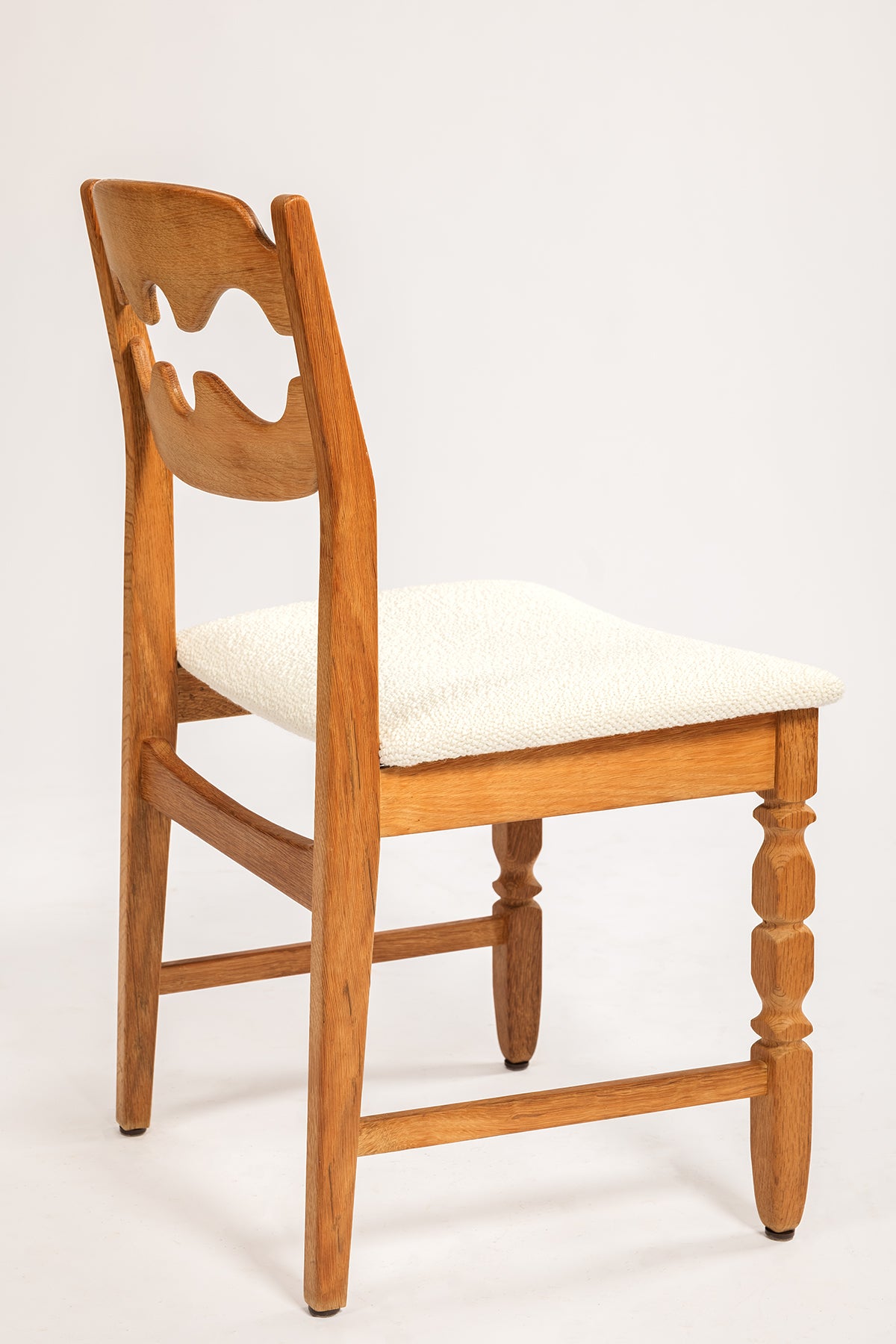 Henning Kjaernulf Mid-Century Danish Oak Dining Chair with Boucle Upholstery