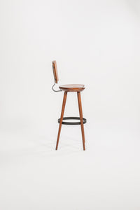Mid-Century Wood and Iron Bar Stool (3 Available)
