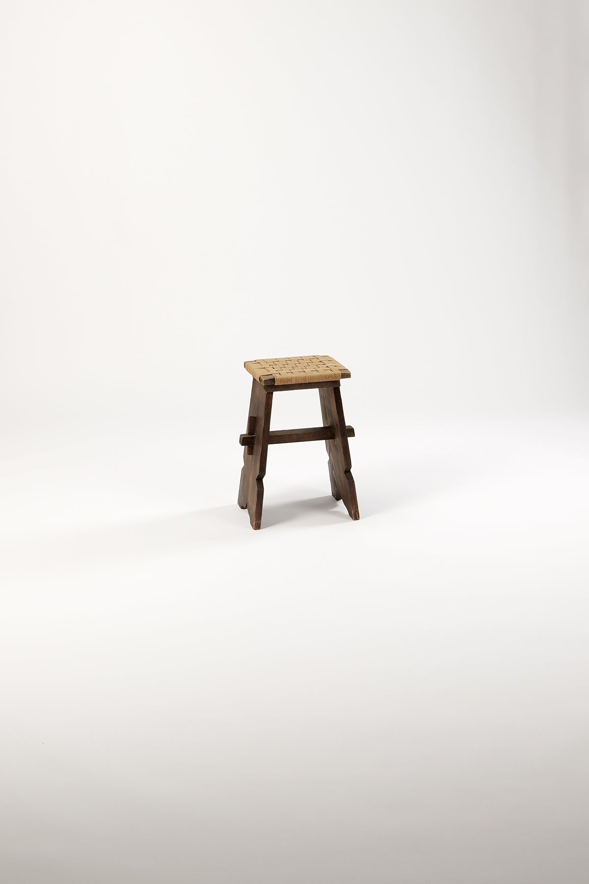 French Oak Cord Alps Stool (2 Available)