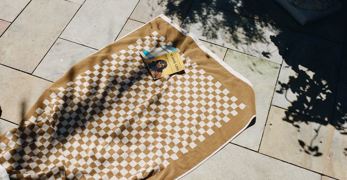 Roman Organic Cotton Pool Towel in Cedar and Sand