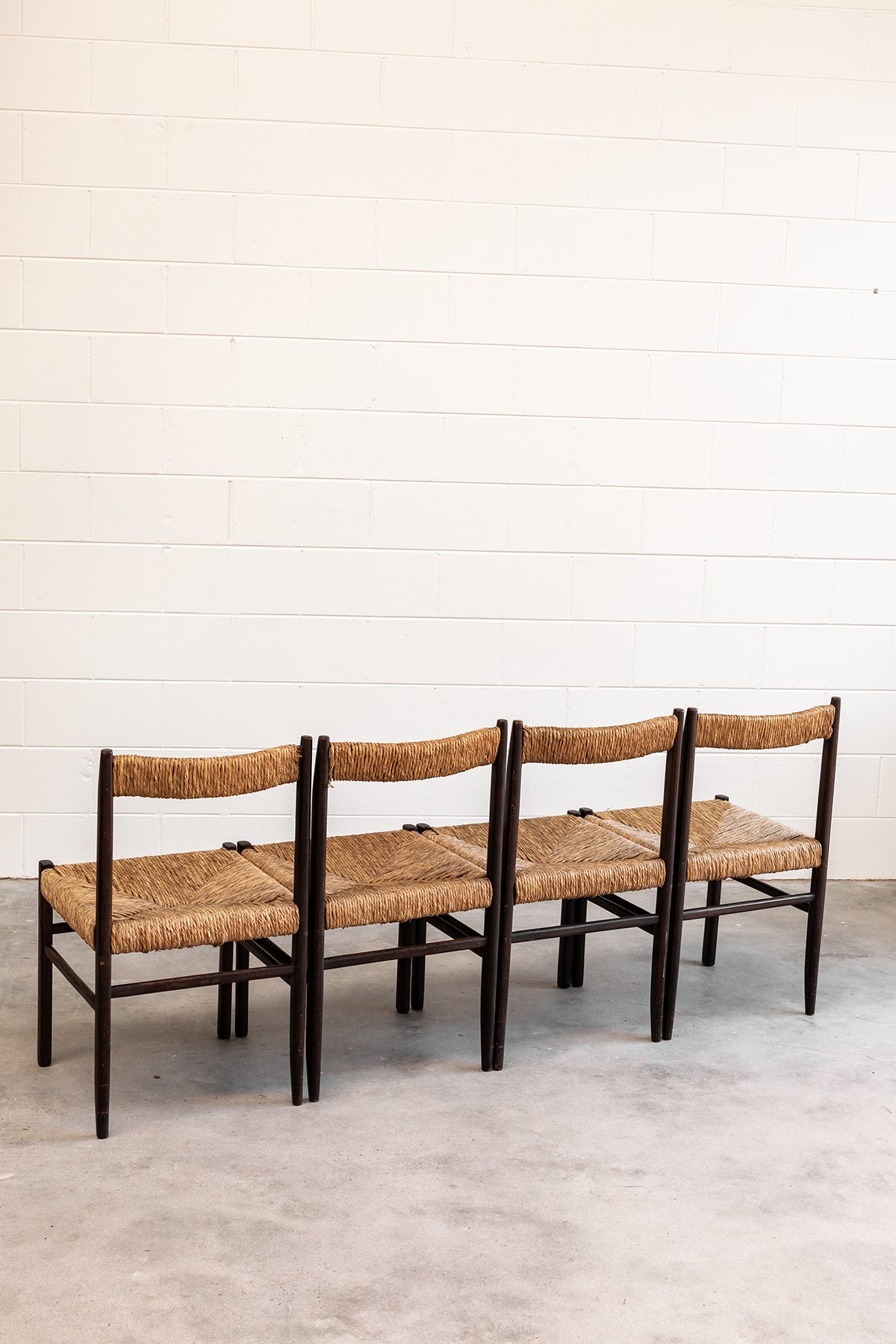 1960s Dark Timber and Straw Chair (4 Available)