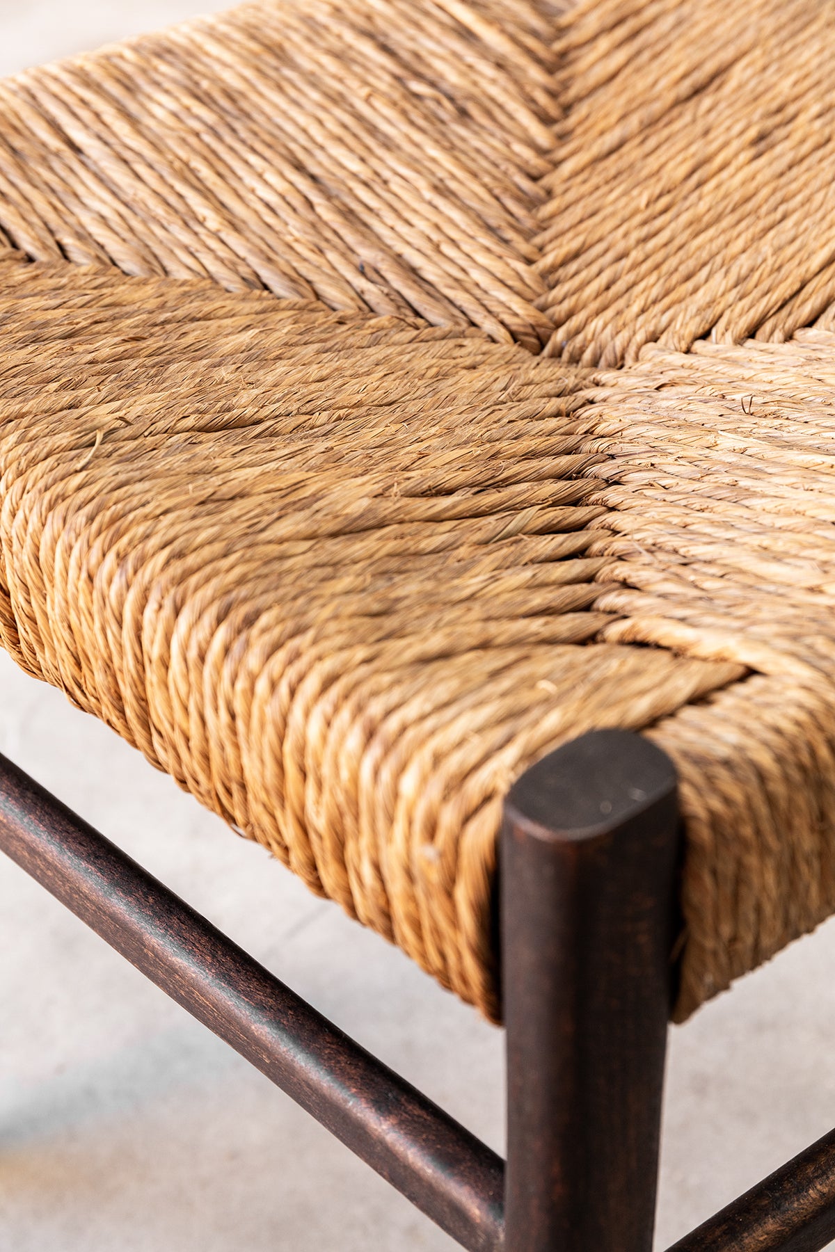 1960s Dark Timber and Straw Chair (4 Available)