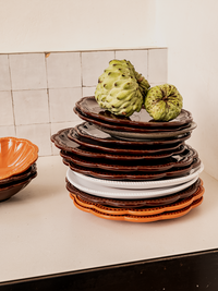 Italian Beaded Fruit Plate in Burnt Sienna
