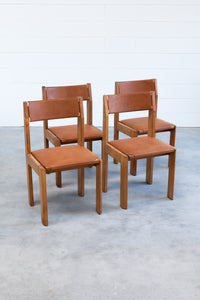 Luigi Gorgoni Elm and Leather Chair Roche Bobois Edition (4 Available)